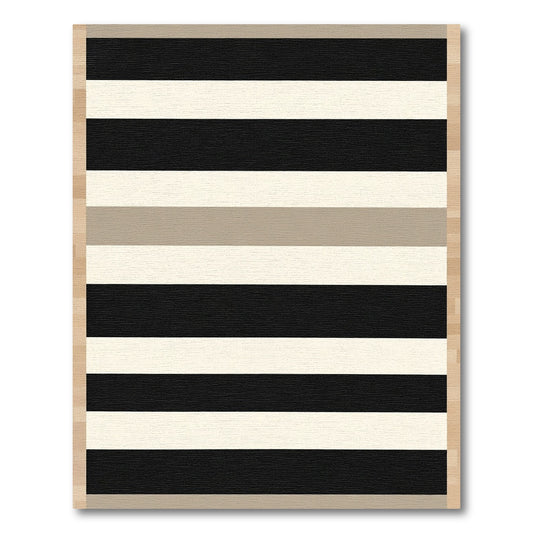 Neutral Black And Cream Stripes Rug