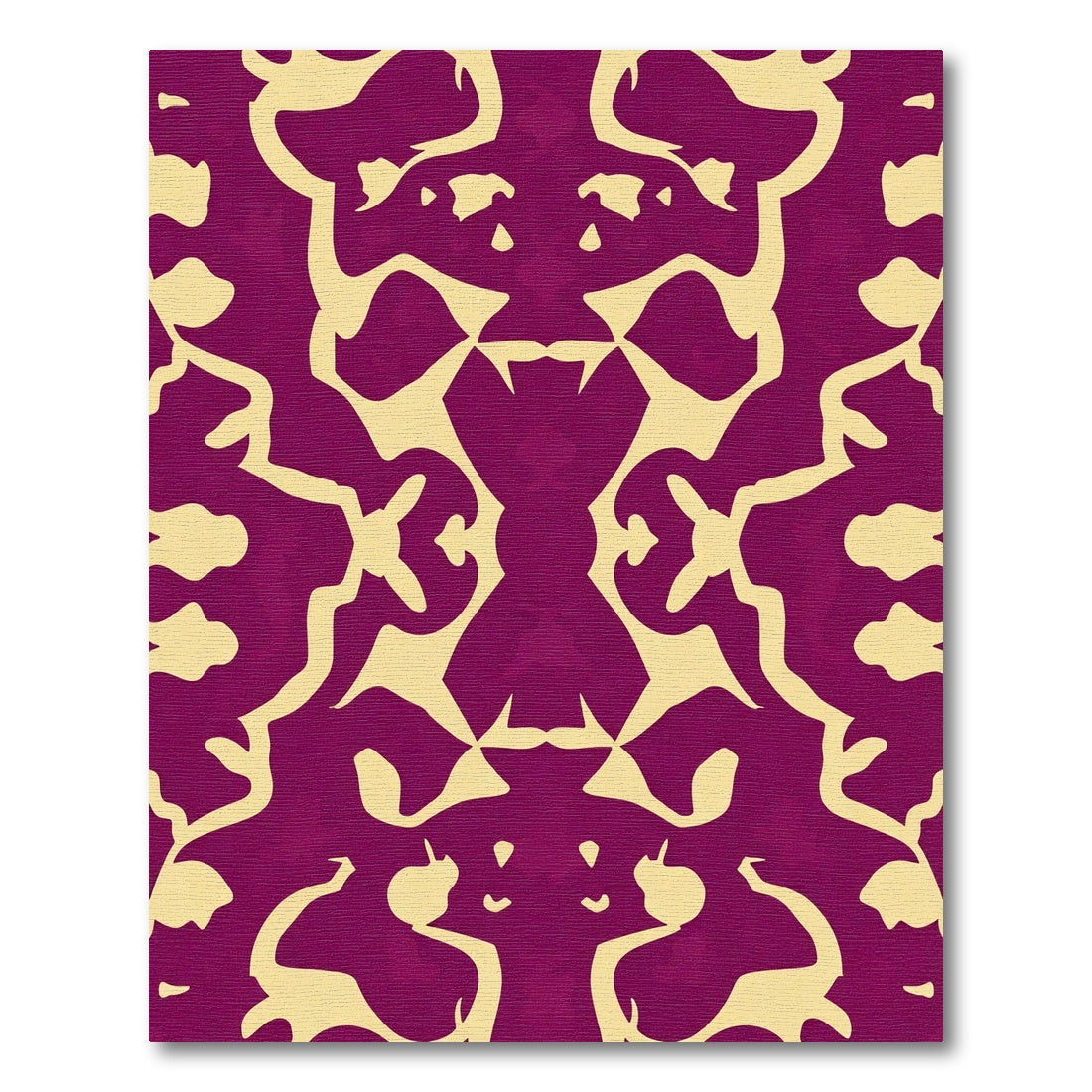 Crimson Symmetric Abstract Organic Rug