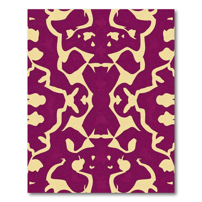 Crimson Symmetric Abstract Organic Rug