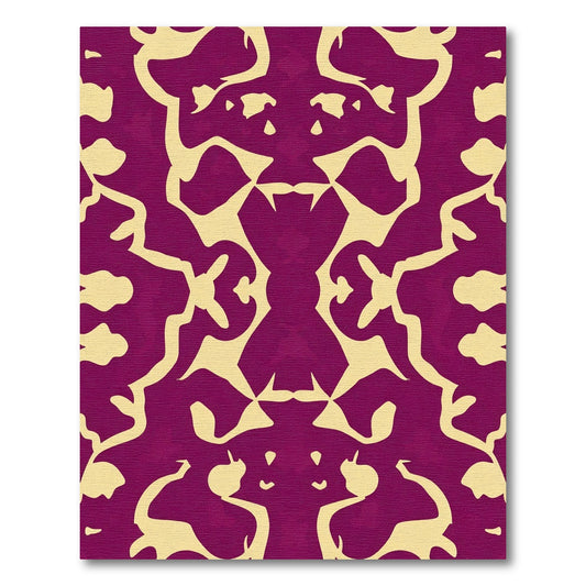 Crimson Symmetric Abstract Organic Rug