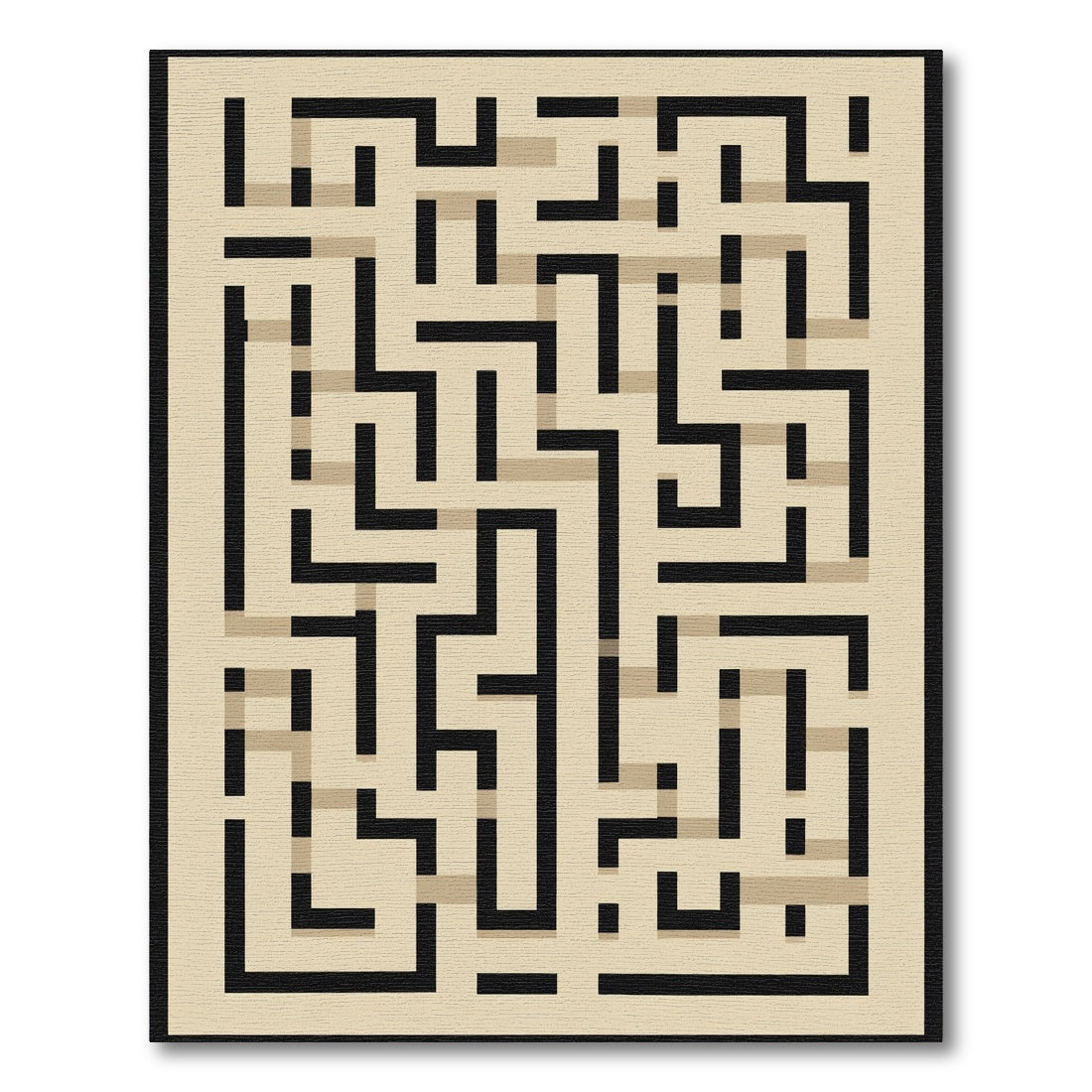 Black Beige Maze Lines Rug