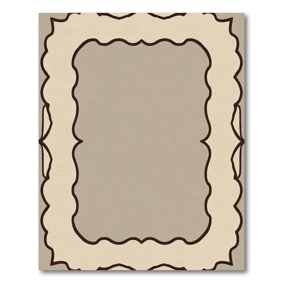 Neutral Cream Scalloped Border Rug