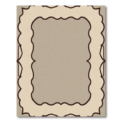 Neutral Cream Scalloped Border Rug