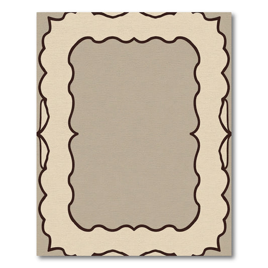 Neutral Cream Scalloped Border Rug