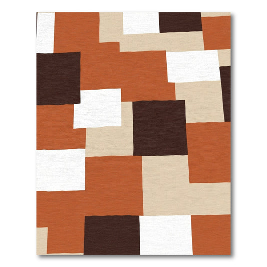 Earthy Tone Patchwork Geometric Composition Rug