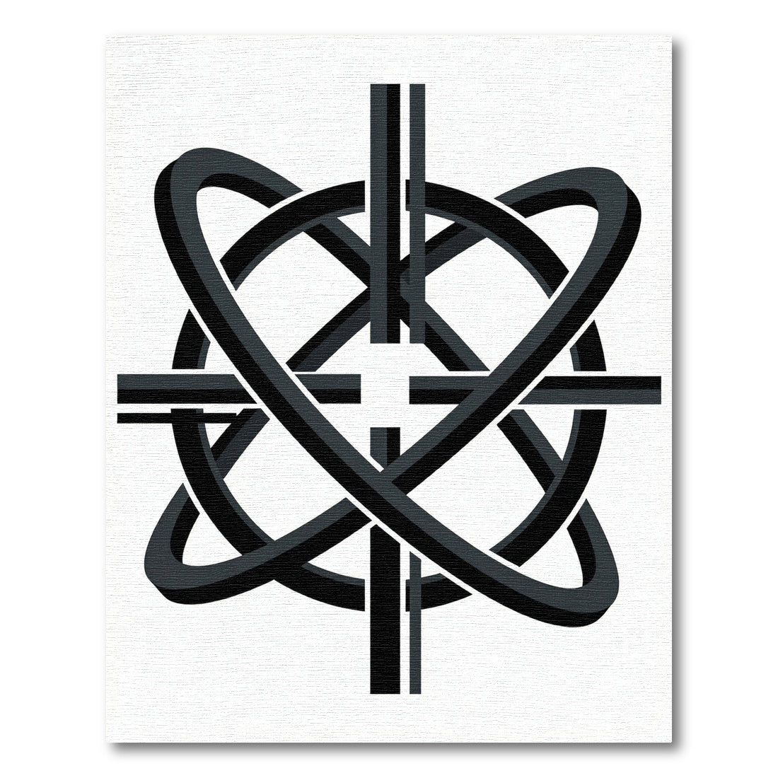 Modern Gray Interlocking Rings Rug