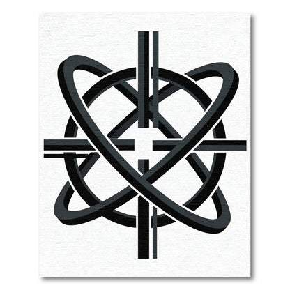 Modern Gray Interlocking Rings Rug