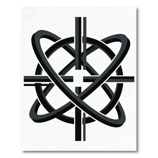 Modern Gray Interlocking Rings Rug