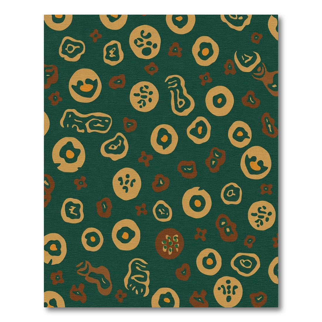 Deep Forest Ochre Abstract Organic Shapes Rug