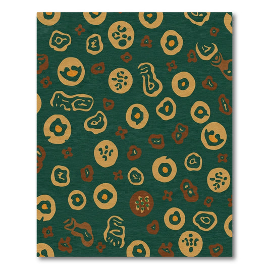 Deep Forest Ochre Abstract Organic Shapes Rug