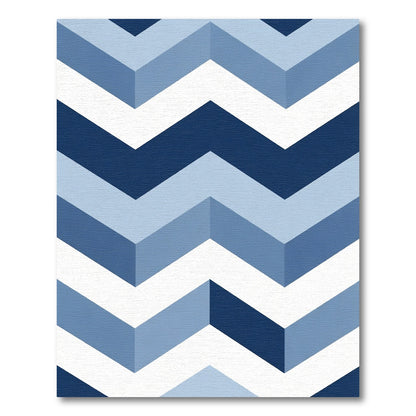 Blue Navy White Chevron Zigzag Rug
