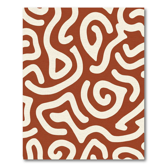 Terracotta Cream Abstract Flow Rug