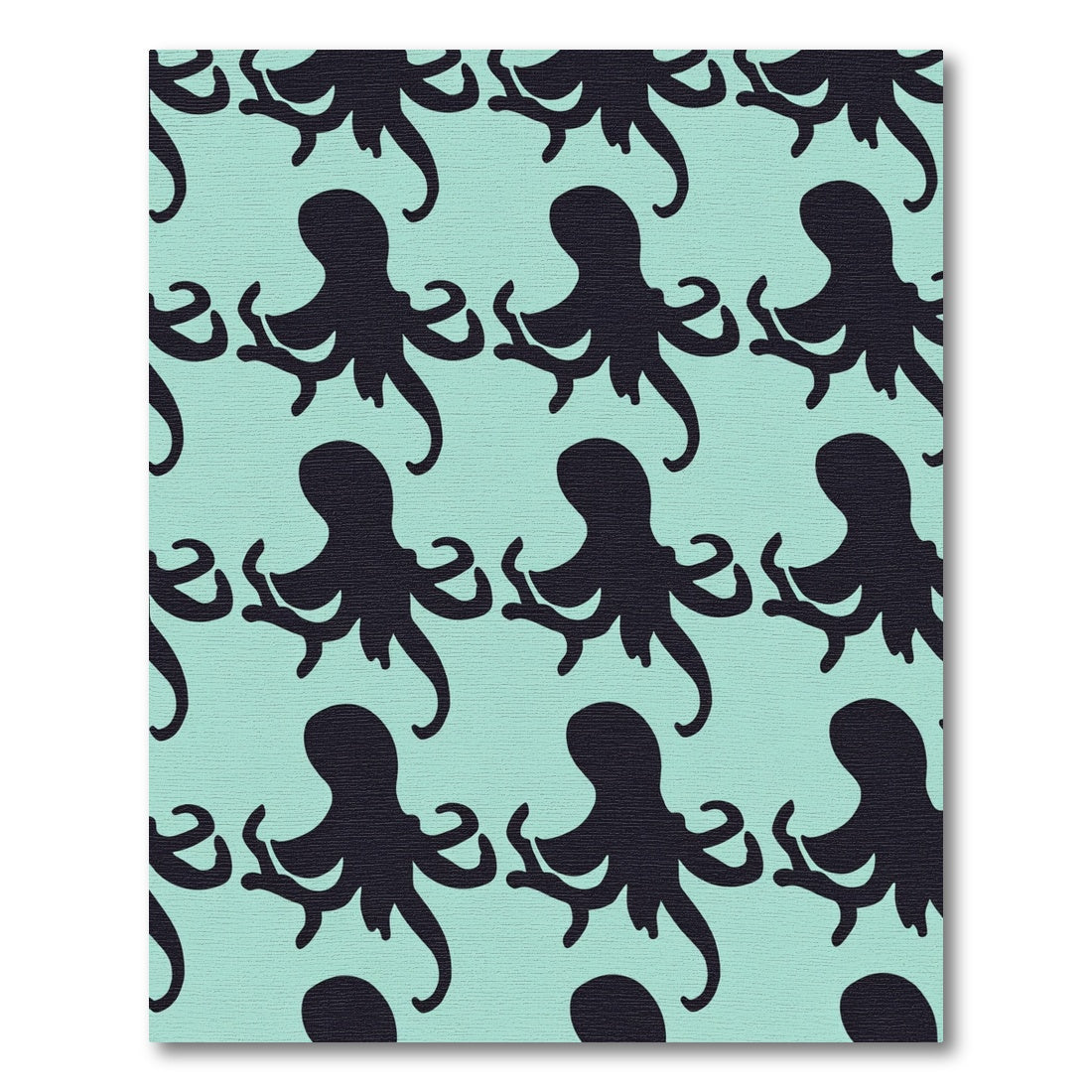 Dark Octopus Repeating Aqua Pattern Rug