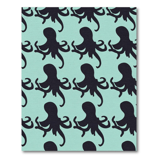 Dark Octopus Repeating Aqua Pattern Rug