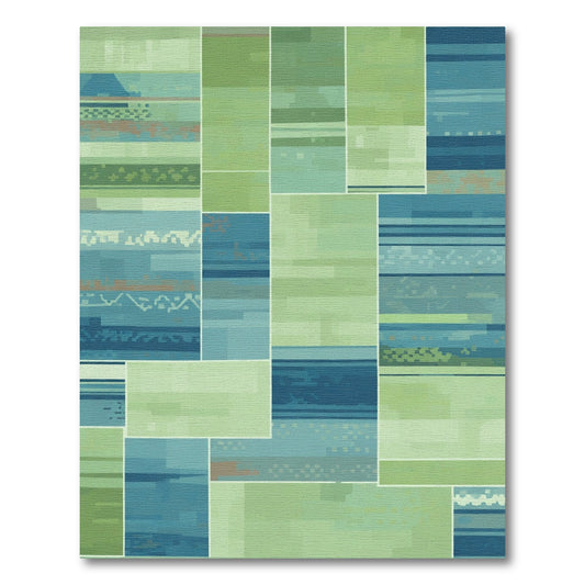 Plaid Teal Green Abstract Patchwork Rug
