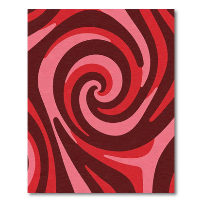Crimson Swirl Abstract Wave Rug