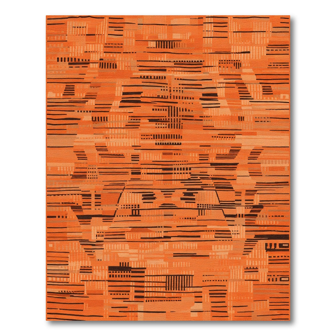 Abstract Orange Stripe Interruption Rug