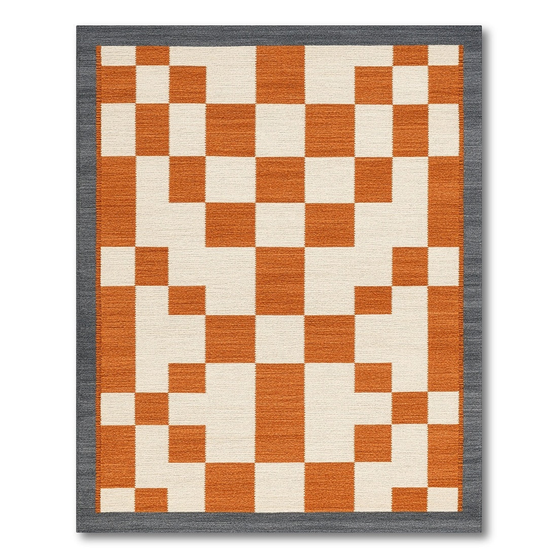 Geometric Modern Orange Geometric Checkered Area Rug