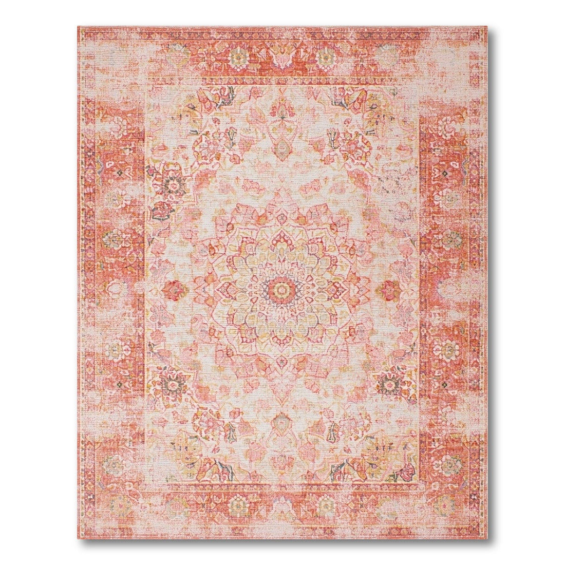 Red Floral Medallion Vintage Red Area Rug