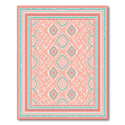 Geometric Modern Pink Teal Geometric Diamond Area Rug