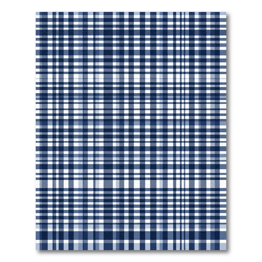 Navy White Tartan Plaid Rug