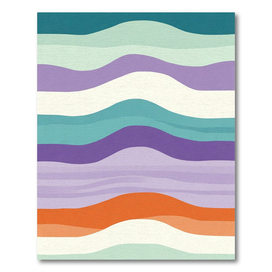 Abstract Wavy Stripe Teal Purple Orange Rug