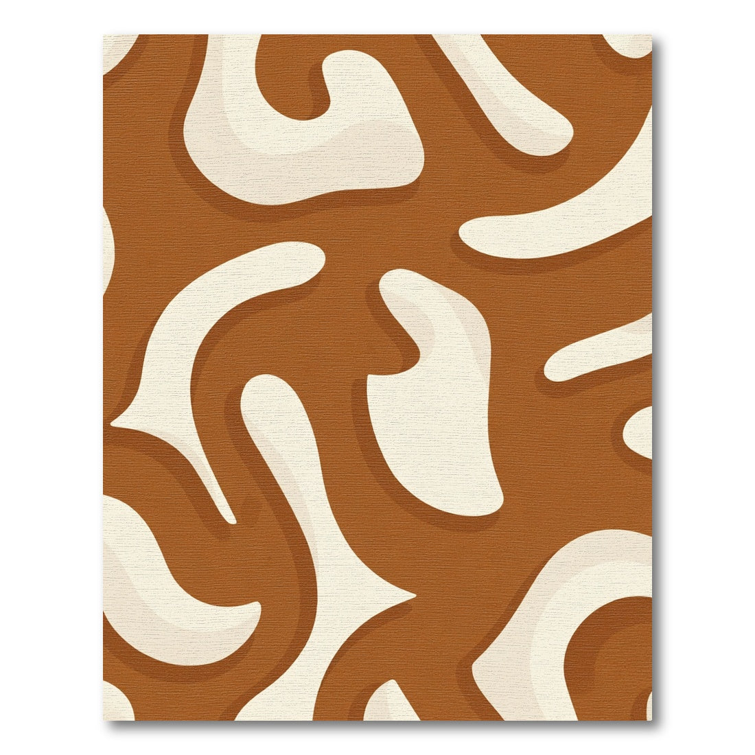 Warm Brown Cream Abstract Swirl Rug