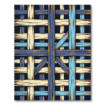 Rustic Wood Plank Interwoven Layers Rug