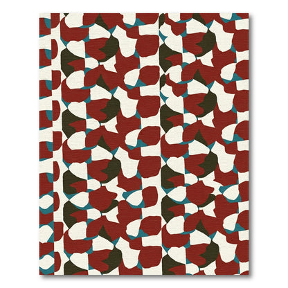 Abstract Red White Organic Blocks Rug