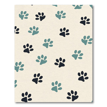 Teal and Charcoal Paw Print Repeat Rug