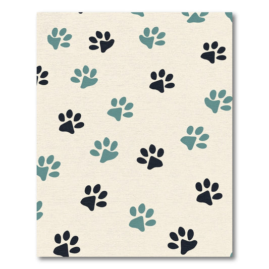 Teal and Charcoal Paw Print Repeat Rug