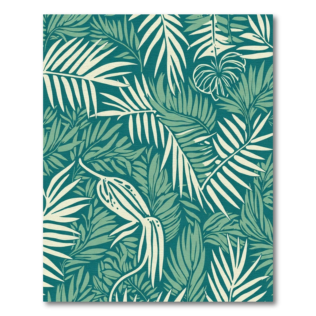 Teal Green Tropical Leaf Foliage Rug