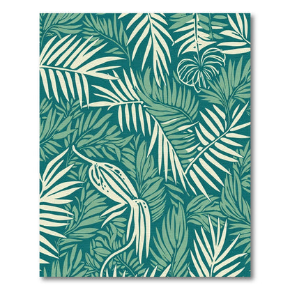 Teal Green Tropical Leaf Foliage Rug
