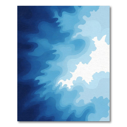 Deep Blue Layered Abstract Flow Rug