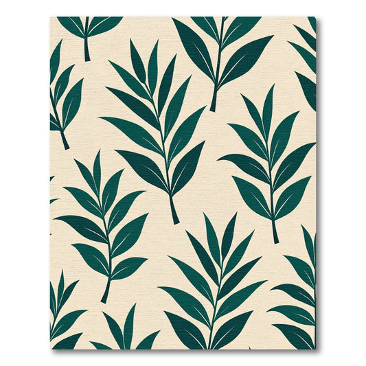 Deep Teal Leaf Mid Century Modern Rug