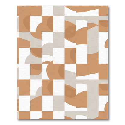 Terracotta Abstract Grid Shapes Rug