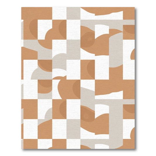 Terracotta Abstract Grid Shapes Rug