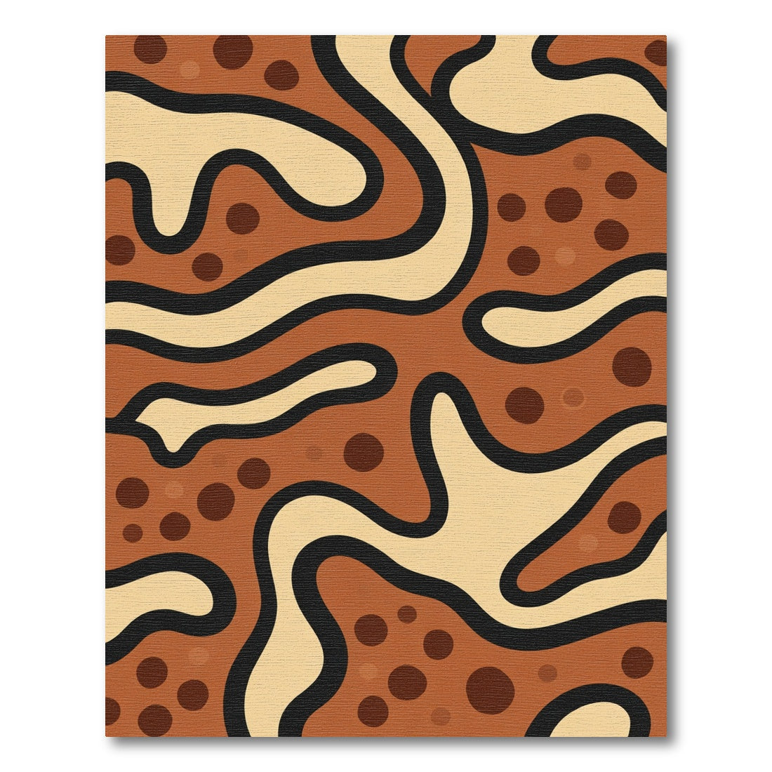 Earthy Waves and Dots Abstract Rug