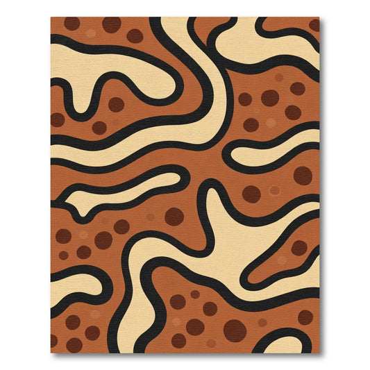 Earthy Waves and Dots Abstract Rug