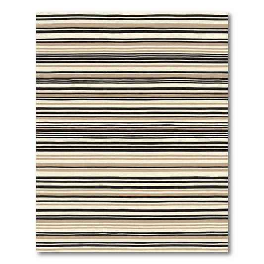 Natural Cream Black Tan Stripes Rug