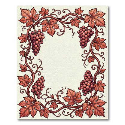 Coral Grapevine Leaf Border Rug