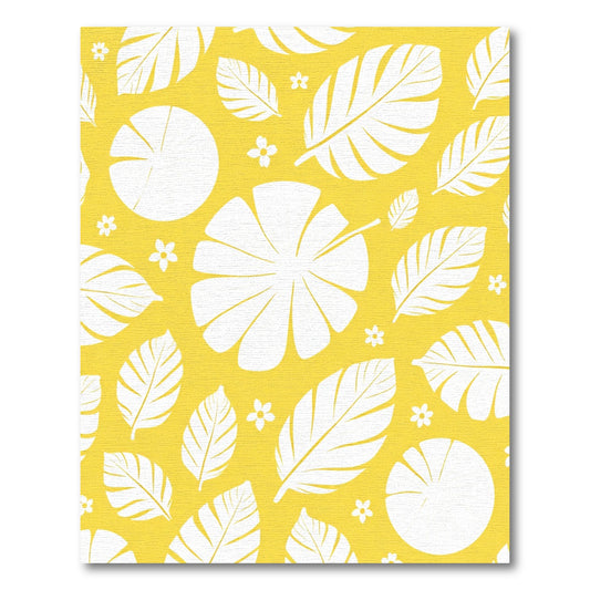 Sunny Yellow Tropical Foliage Flowers Rug