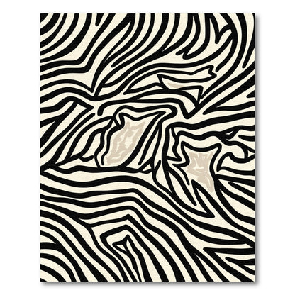 Bold Black Cream Abstract Zebra Stripes Rug