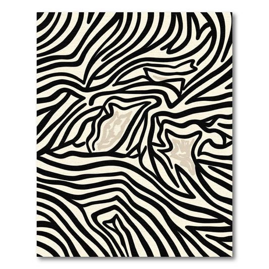Bold Black Cream Abstract Zebra Stripes Rug