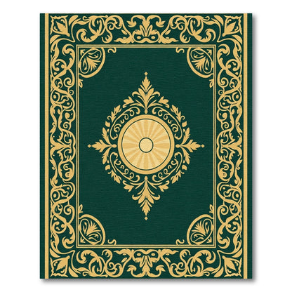 Emerald Golden Baroque Scroll Medallion Rug