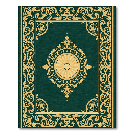 Emerald Golden Baroque Scroll Medallion Rug