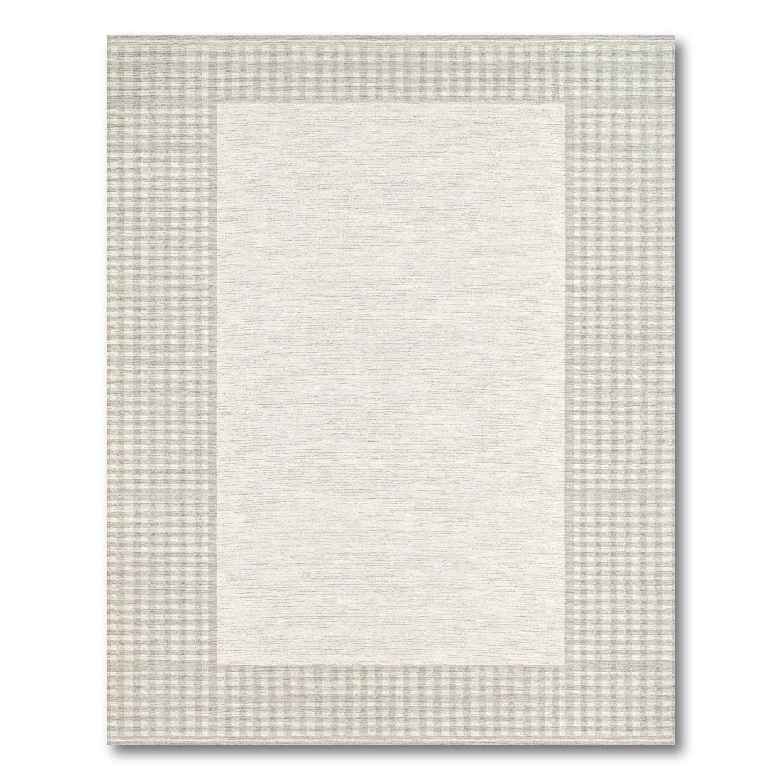 Beige Gingham Border Area Rug