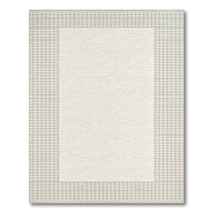 Beige Gingham Border Area Rug