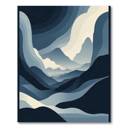 Deep Blue Mountain Horizon Layers Rug