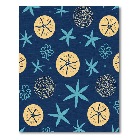 Navy Blue Starburst Floral Medallion Rug